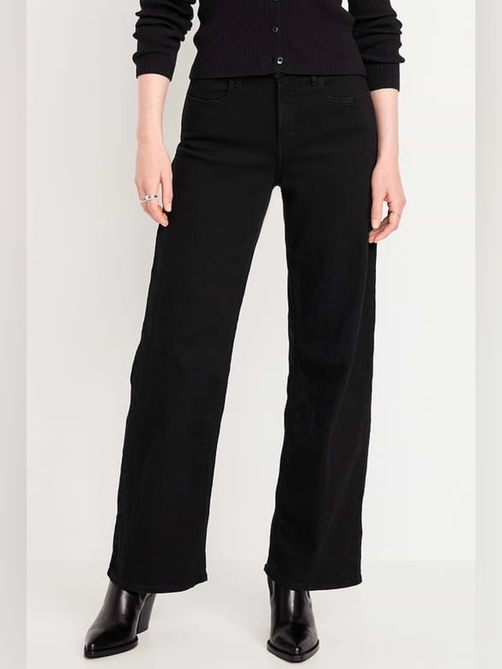 Old Navy “Wow Wide-Leg” Women’s Black High-Waisted Denim Jeans Size 4